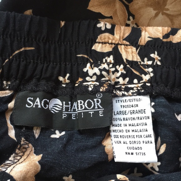 Sag Harbor Skirt Size Petite Large Black Brown Tan Button down Long - Picture 9 of 9